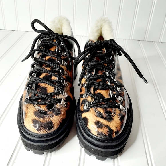 NEW Schutz Lucille Leather Animal Print Low Boots F716 - Picture 6 of 12